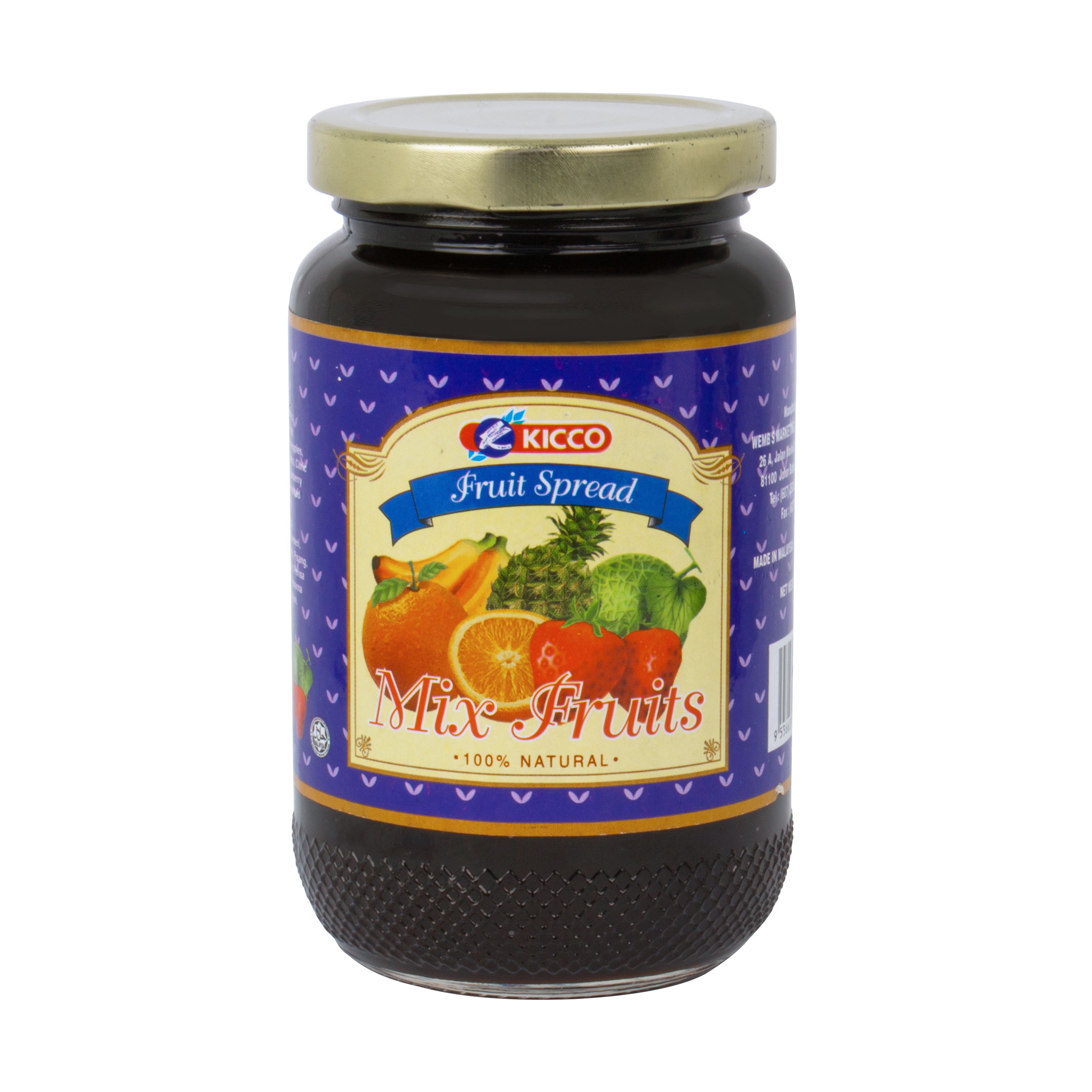 KICCO Malaysia Fruit Jam Jar 100 Natural Mix fruits, Strawberry, Orange_福图喜纳FOOD2CHINA